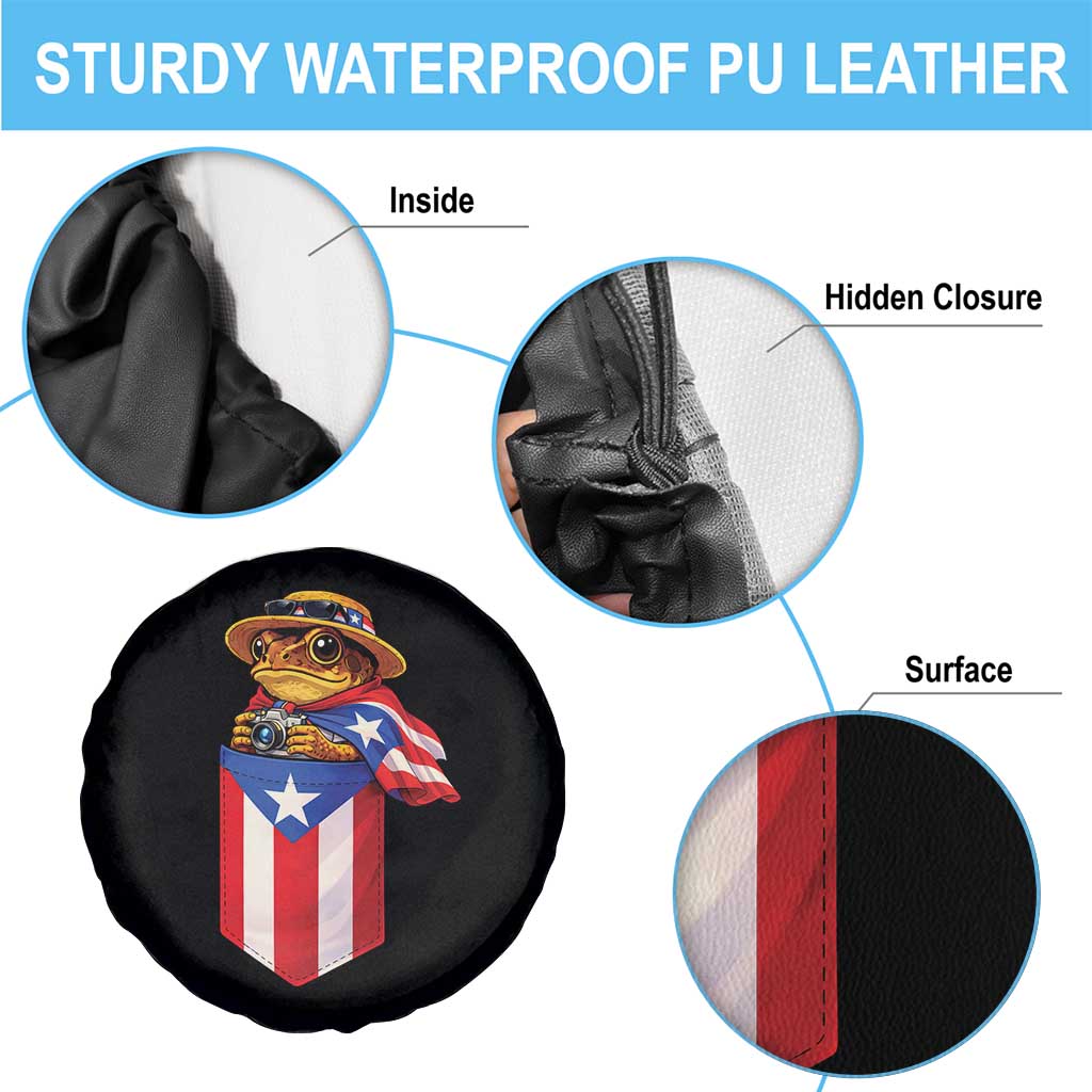 Funny Coqui Frog Puerto Rico Flag Spare Tire Cover Puerto Rican Taino Buricua Borinquen TS10 Print Your Wear