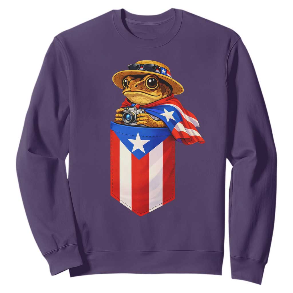 Funny Coqui Frog Puerto Rico Flag Sweatshirt Puerto Rican Taino Buricua Borinquen TS10 Purple Print Your Wear