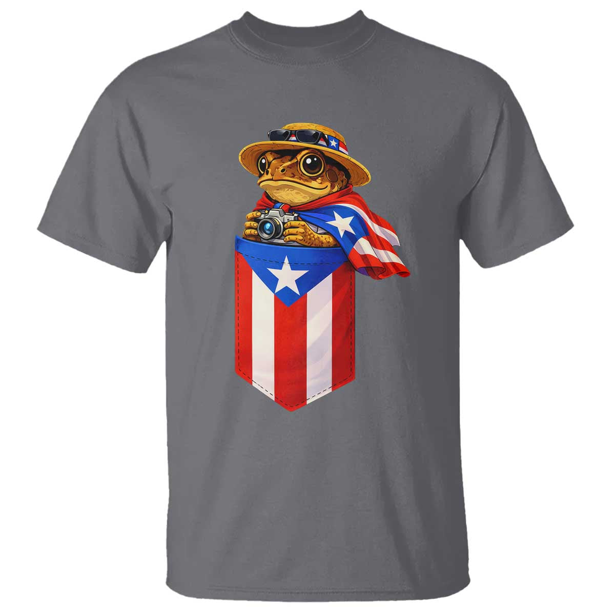 Funny Coqui Frog Puerto Rico Flag T Shirt Puerto Rican Taino Buricua Borinquen TS10 Charcoal Print Your Wear