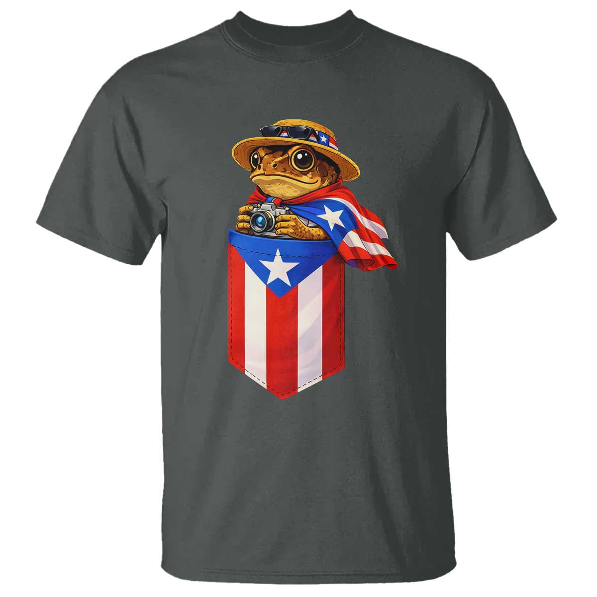 Funny Coqui Frog Puerto Rico Flag T Shirt Puerto Rican Taino Buricua Borinquen TS10 Dark Heather Print Your Wear