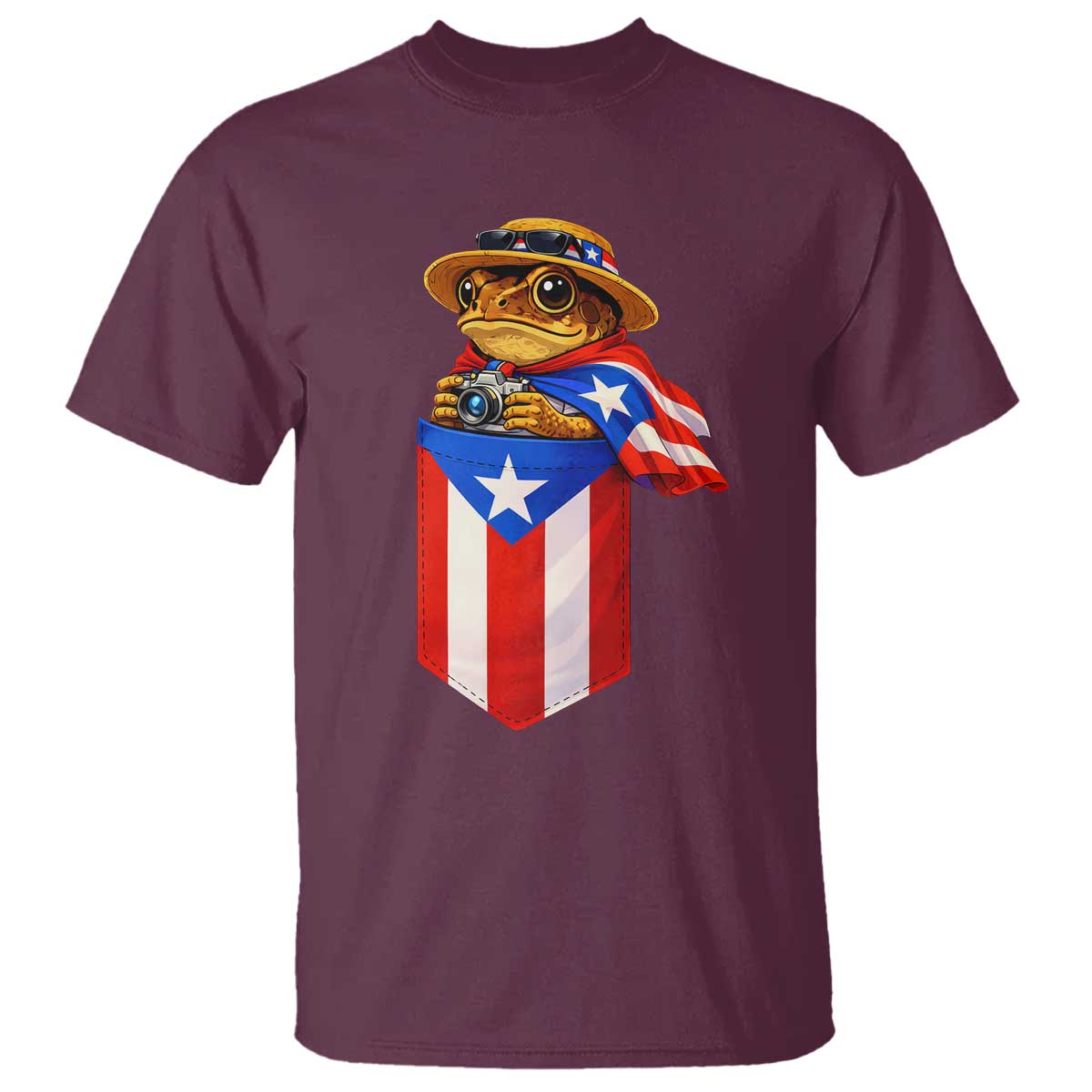Funny Coqui Frog Puerto Rico Flag T Shirt Puerto Rican Taino Buricua Borinquen TS10 Maroon Print Your Wear