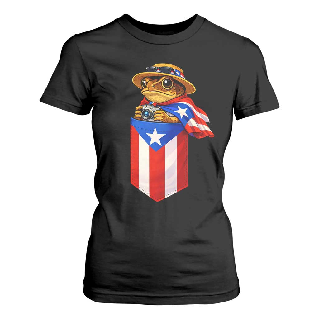 Funny Coqui Frog Puerto Rico Flag T Shirt For Women Puerto Rican Taino Buricua Borinquen TS10 Black Print Your Wear