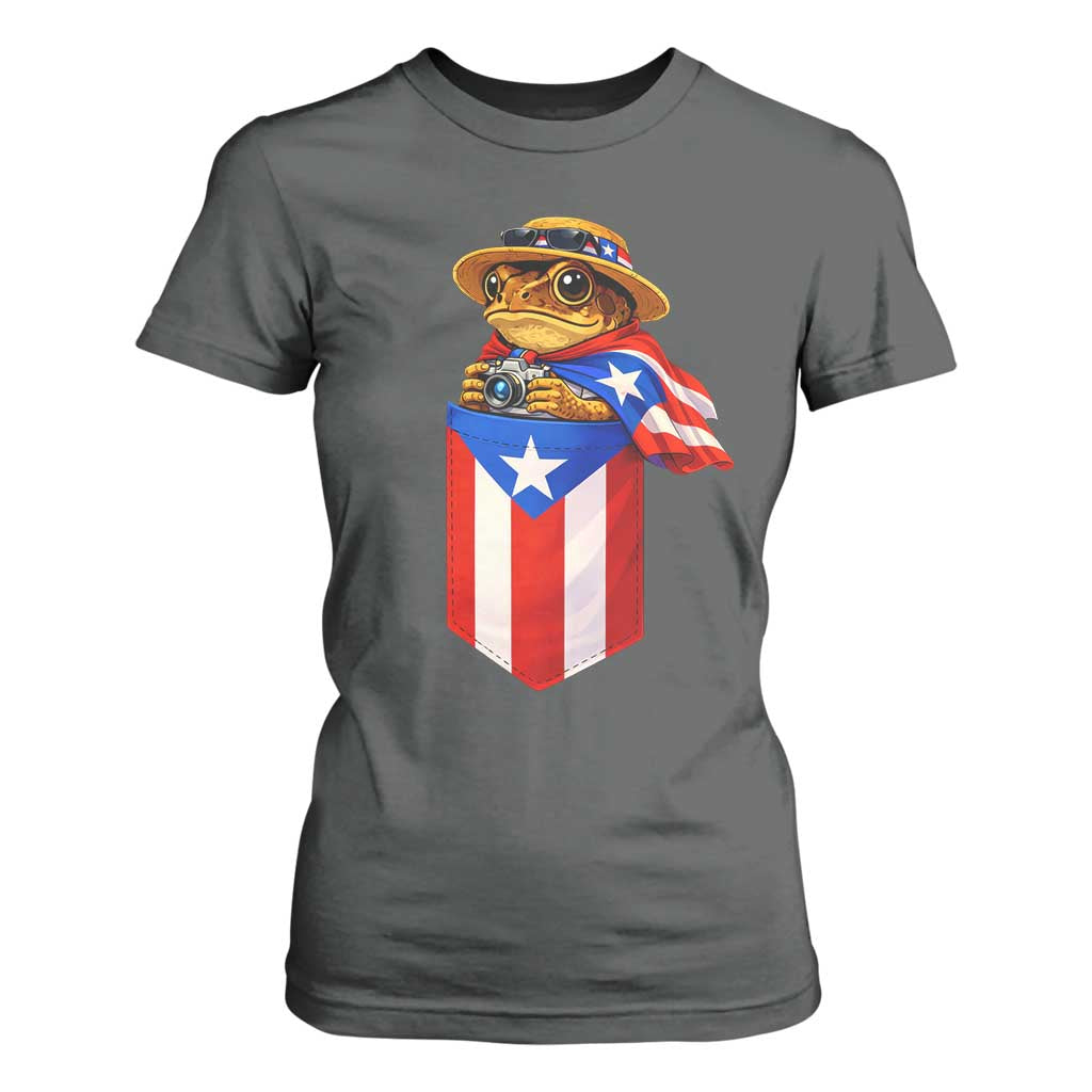 Funny Coqui Frog Puerto Rico Flag T Shirt For Women Puerto Rican Taino Buricua Borinquen TS10 Dark Heather Print Your Wear