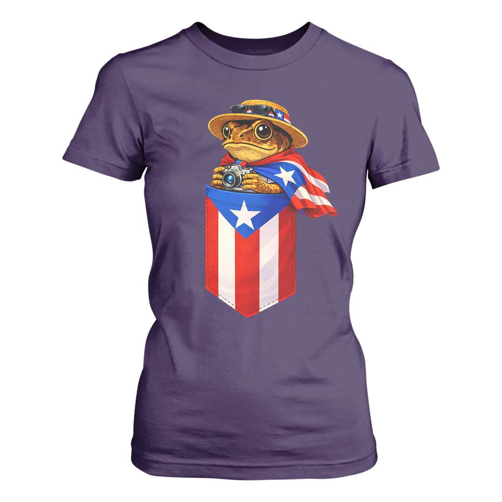 Funny Coqui Frog Puerto Rico Flag T Shirt For Women Puerto Rican Taino Buricua Borinquen TS10 Purple Print Your Wear