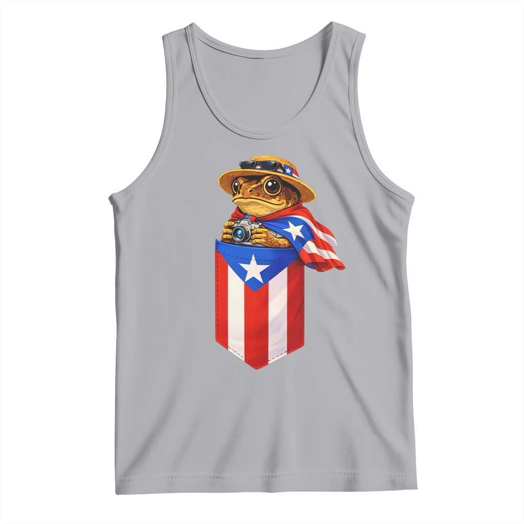 Funny Coqui Frog Puerto Rico Flag Tank Top Puerto Rican Taino Buricua Borinquen TS10 Athletic Heather Print Your Wear