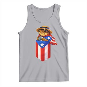 Funny Coqui Frog Puerto Rico Flag Tank Top Puerto Rican Taino Buricua Borinquen TS10 Athletic Heather Print Your Wear