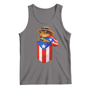 Funny Coqui Frog Puerto Rico Flag Tank Top Puerto Rican Taino Buricua Borinquen TS10 Deep Heather Print Your Wear
