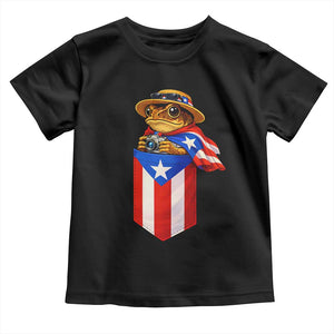 Funny Coqui Frog Puerto Rico Flag Toddler T Shirt Puerto Rican Taino Buricua Borinquen TS10 Black Print Your Wear