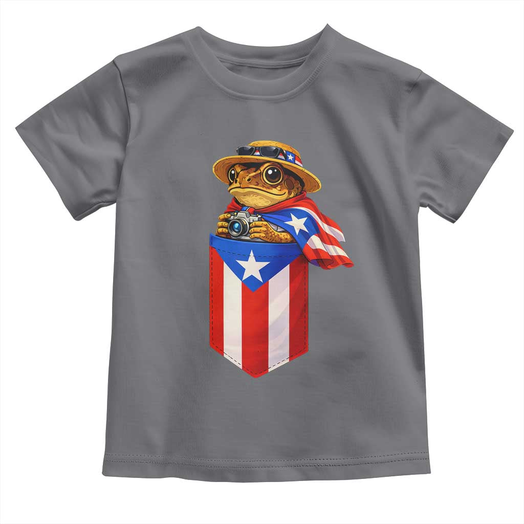 Funny Coqui Frog Puerto Rico Flag Toddler T Shirt Puerto Rican Taino Buricua Borinquen TS10 Charcoal Print Your Wear