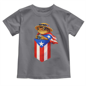 Funny Coqui Frog Puerto Rico Flag Toddler T Shirt Puerto Rican Taino Buricua Borinquen TS10 Charcoal Print Your Wear