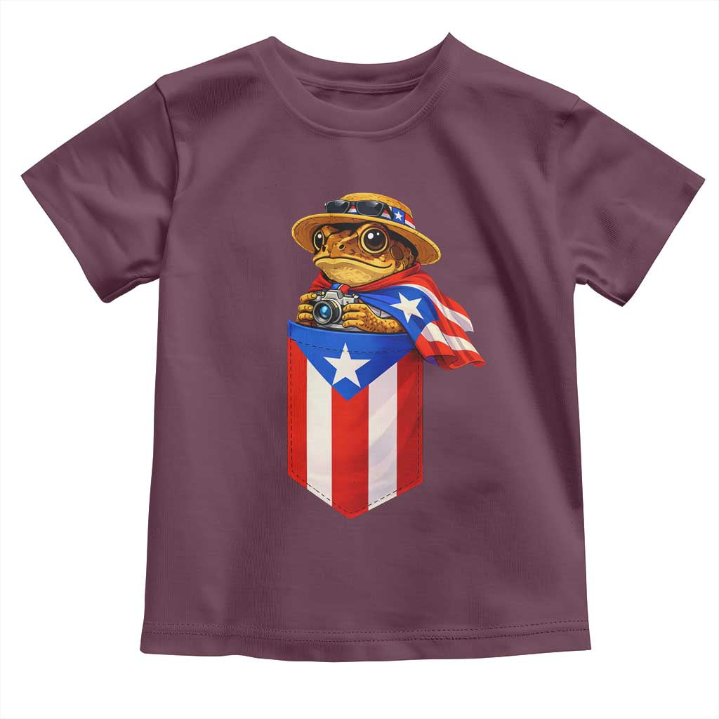 Funny Coqui Frog Puerto Rico Flag Toddler T Shirt Puerto Rican Taino Buricua Borinquen TS10 Maroon Print Your Wear