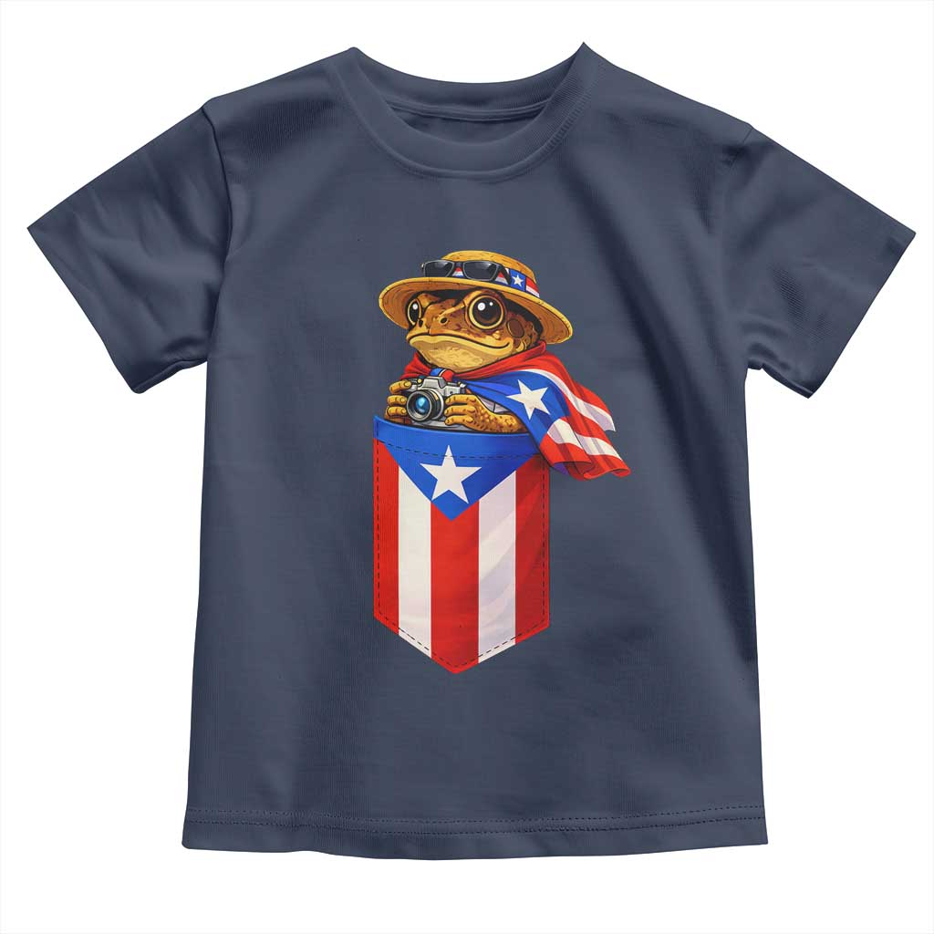 Funny Coqui Frog Puerto Rico Flag Toddler T Shirt Puerto Rican Taino Buricua Borinquen TS10 Navy Print Your Wear