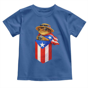 Funny Coqui Frog Puerto Rico Flag Toddler T Shirt Puerto Rican Taino Buricua Borinquen TS10 Royal Blue Print Your Wear