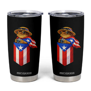Funny Coqui Frog Puerto Rico Flag Tumbler Cup Puerto Rican Taino Buricua Borinquen TS10 Black Print Your Wear