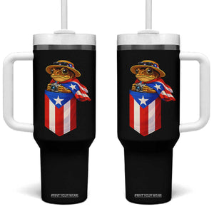 Funny Coqui Frog Puerto Rico Flag Tumbler With Handle Puerto Rican Taino Buricua Borinquen TS10 One Size: 40 oz Black Print Your Wear