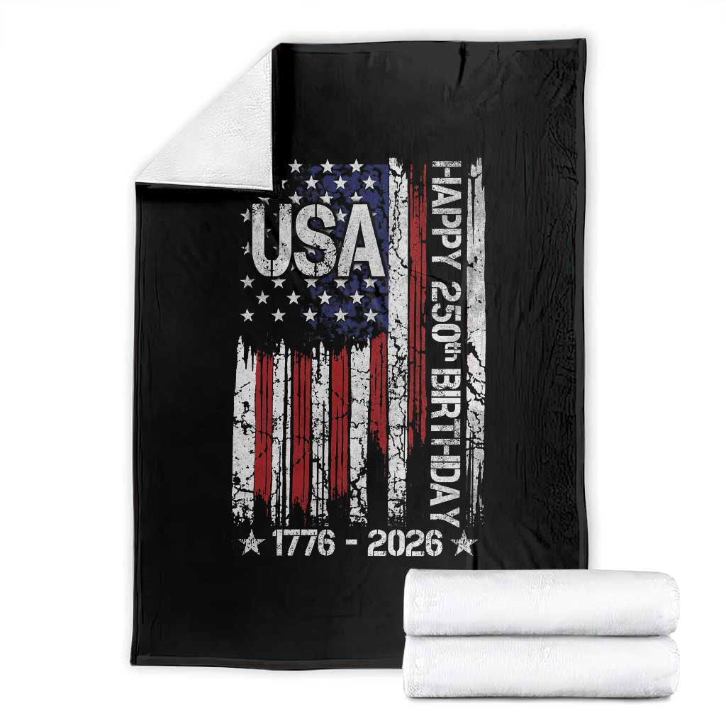 250 Years America Anniversary Flag Throw Blanket 4th of July Patriotic Independence Day TS10 Black Print Your Wear