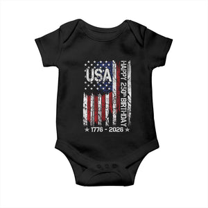 250 Years America Anniversary Flag Baby Onesie 4th of July Patriotic Independence Day TS10 Black Print Your Wear