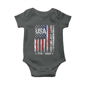 250 Years America Anniversary Flag Baby Onesie 4th of July Patriotic Independence Day TS10 Dark Heather Print Your Wear