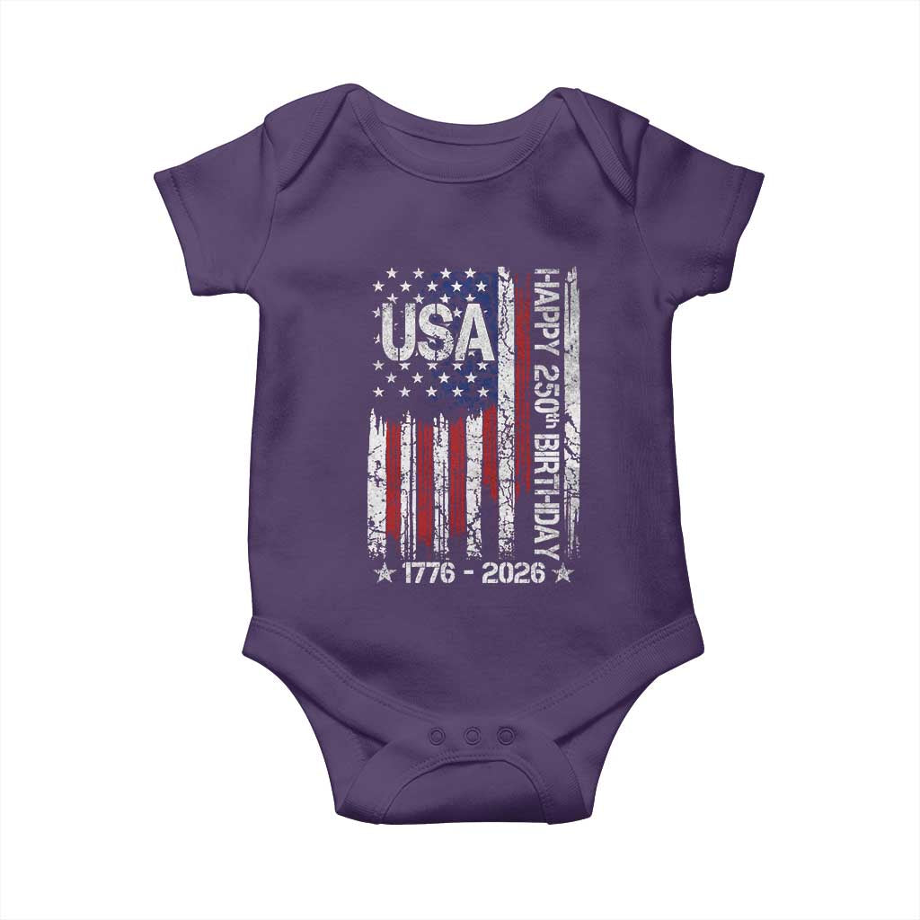 250 Years America Anniversary Flag Baby Onesie 4th of July Patriotic Independence Day TS10 Purple Print Your Wear