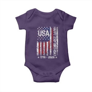 250 Years America Anniversary Flag Baby Onesie 4th of July Patriotic Independence Day TS10 Purple Print Your Wear