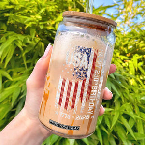 250 Years America Anniversary Flag Glass Can 4th of July Patriotic Independence Day TS10 Black Print Your Wear