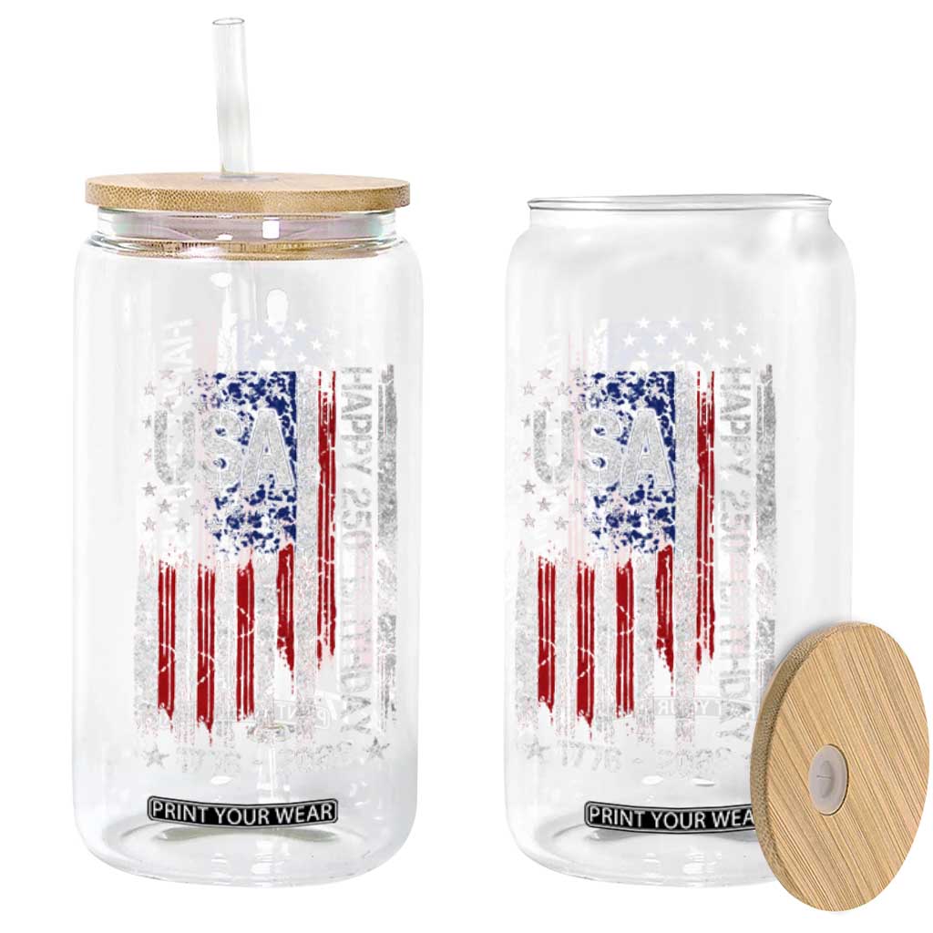 250 Years America Anniversary Flag Glass Can 4th of July Patriotic Independence Day TS10 Print Your Wear