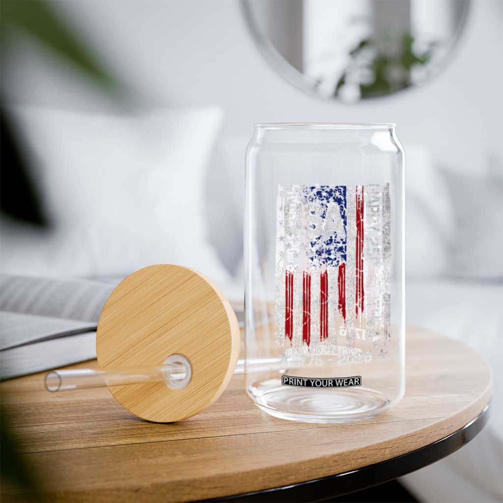 250 Years America Anniversary Flag Glass Can 4th of July Patriotic Independence Day TS10 Print Your Wear