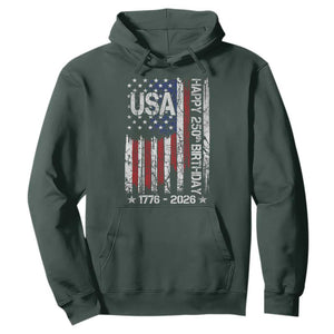 250 Years America Anniversary Flag Hoodie 4th of July Patriotic Independence Day TS10 Dark Forest Green Print Your Wear