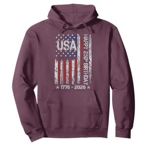 250 Years America Anniversary Flag Hoodie 4th of July Patriotic Independence Day TS10 Maroon Print Your Wear