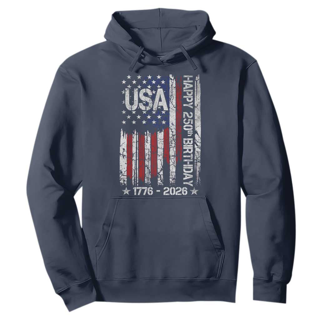 250 Years America Anniversary Flag Hoodie 4th of July Patriotic Independence Day TS10 Navy Print Your Wear