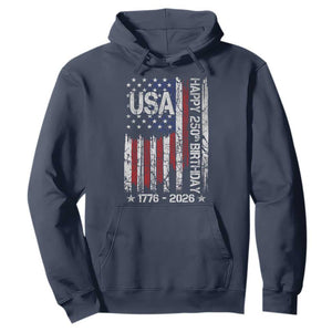 250 Years America Anniversary Flag Hoodie 4th of July Patriotic Independence Day TS10 Navy Print Your Wear