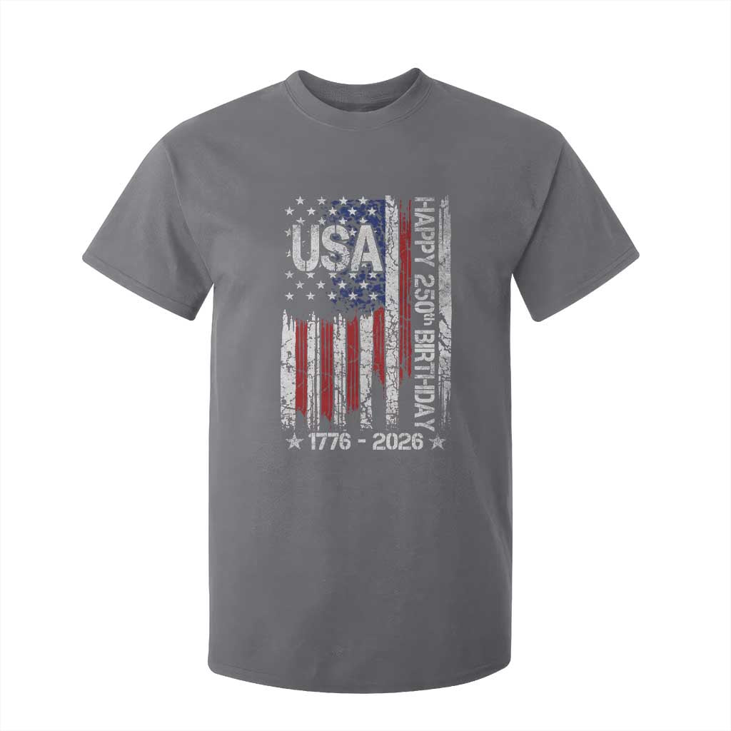 250 Years America Anniversary Flag T Shirt For Kid 4th of July Patriotic Independence Day TS10 Charcoal Print Your Wear