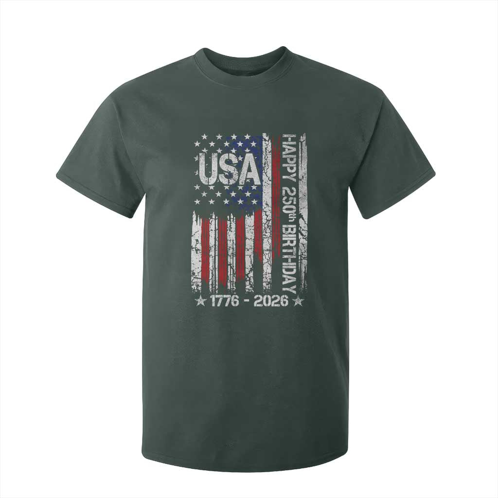 250 Years America Anniversary Flag T Shirt For Kid 4th of July Patriotic Independence Day TS10 Dark Forest Green Print Your Wear
