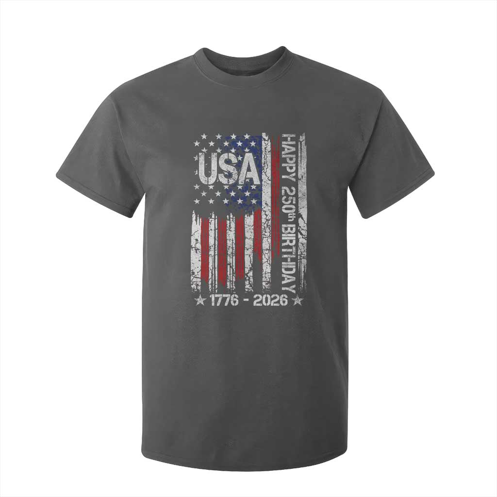 250 Years America Anniversary Flag T Shirt For Kid 4th of July Patriotic Independence Day TS10 Dark Heather Print Your Wear