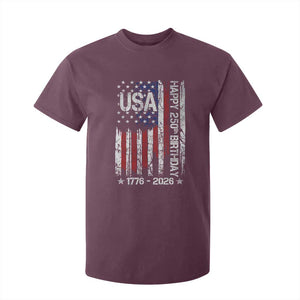 250 Years America Anniversary Flag T Shirt For Kid 4th of July Patriotic Independence Day TS10 Maroon Print Your Wear