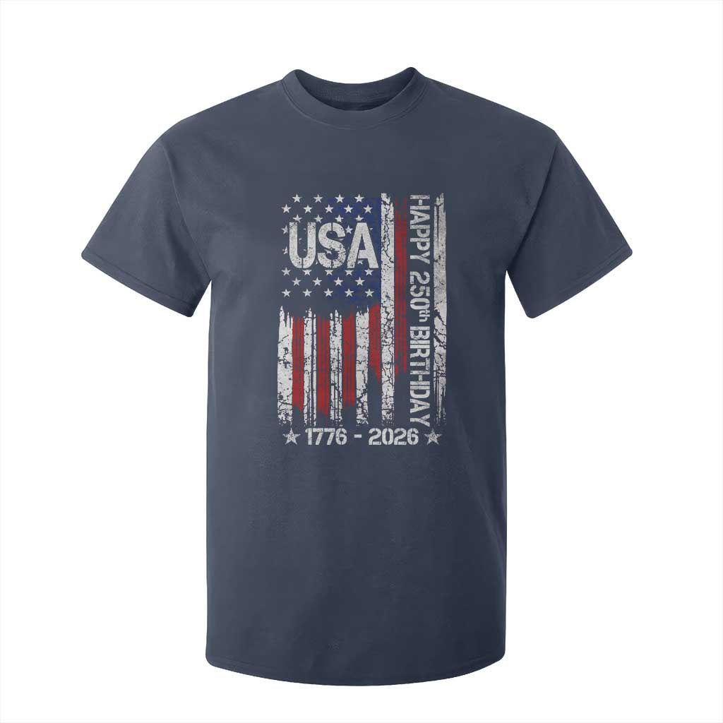 250 Years America Anniversary Flag T Shirt For Kid 4th of July Patriotic Independence Day TS10 Navy Print Your Wear