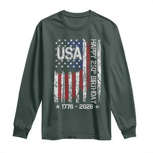 250 Years America Anniversary Flag Long Sleeve Shirt 4th of July Patriotic Independence Day TS10 Dark Forest Green Print Your Wear