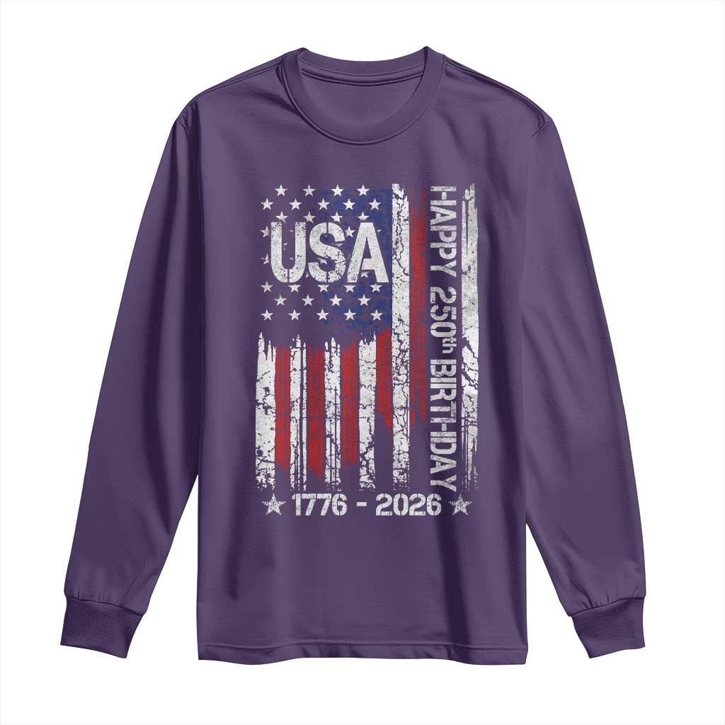 250 Years America Anniversary Flag Long Sleeve Shirt 4th of July Patriotic Independence Day TS10 Purple Print Your Wear
