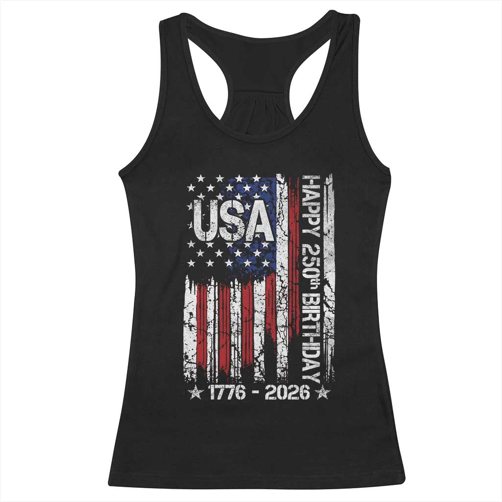 250 Years America Anniversary Flag Racerback Tank Top 4th of July Patriotic Independence Day TS10 Black Print Your Wear