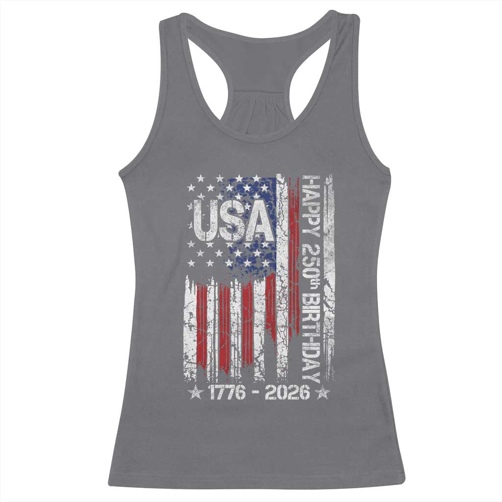250 Years America Anniversary Flag Racerback Tank Top 4th of July Patriotic Independence Day TS10 Charcoal Print Your Wear