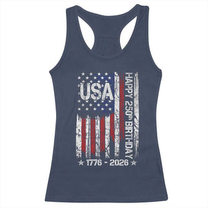 250 Years America Anniversary Flag Racerback Tank Top 4th of July Patriotic Independence Day TS10 Navy Print Your Wear