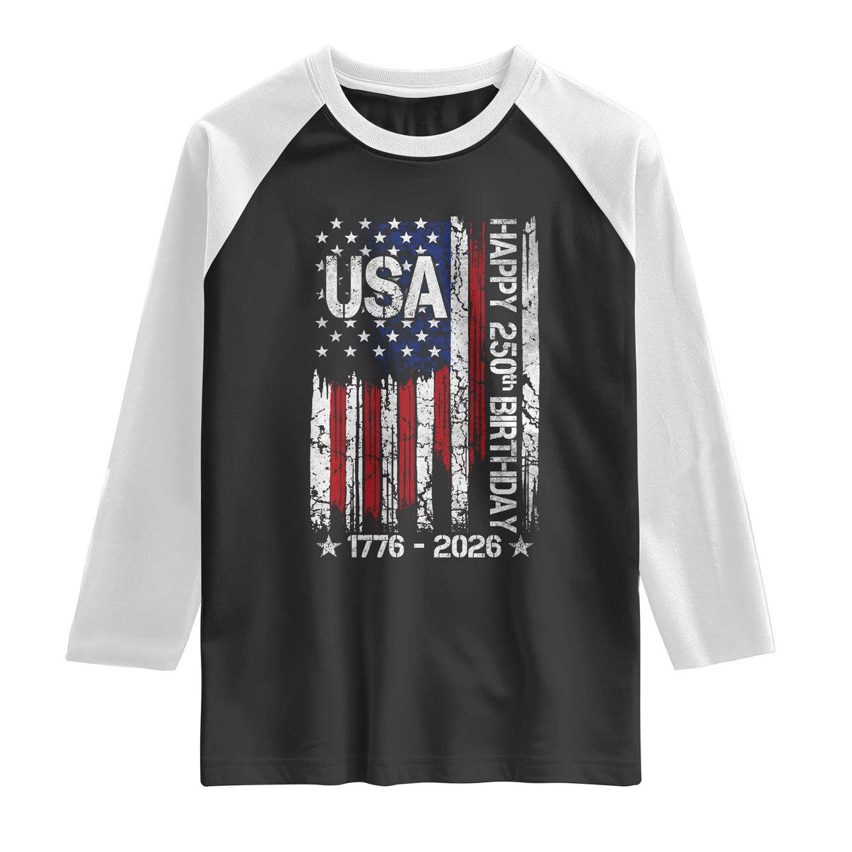 250 Years America Anniversary Flag Raglan Shirt 4th of July Patriotic Independence Day TS10 Black White Print Your Wear