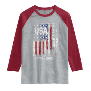 250 Years America Anniversary Flag Raglan Shirt 4th of July Patriotic Independence Day TS10 Heather Gray Heather Red Print Your Wear
