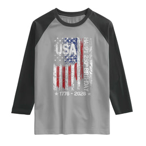 250 Years America Anniversary Flag Raglan Shirt 4th of July Patriotic Independence Day TS10 Sport Gray Black Print Your Wear