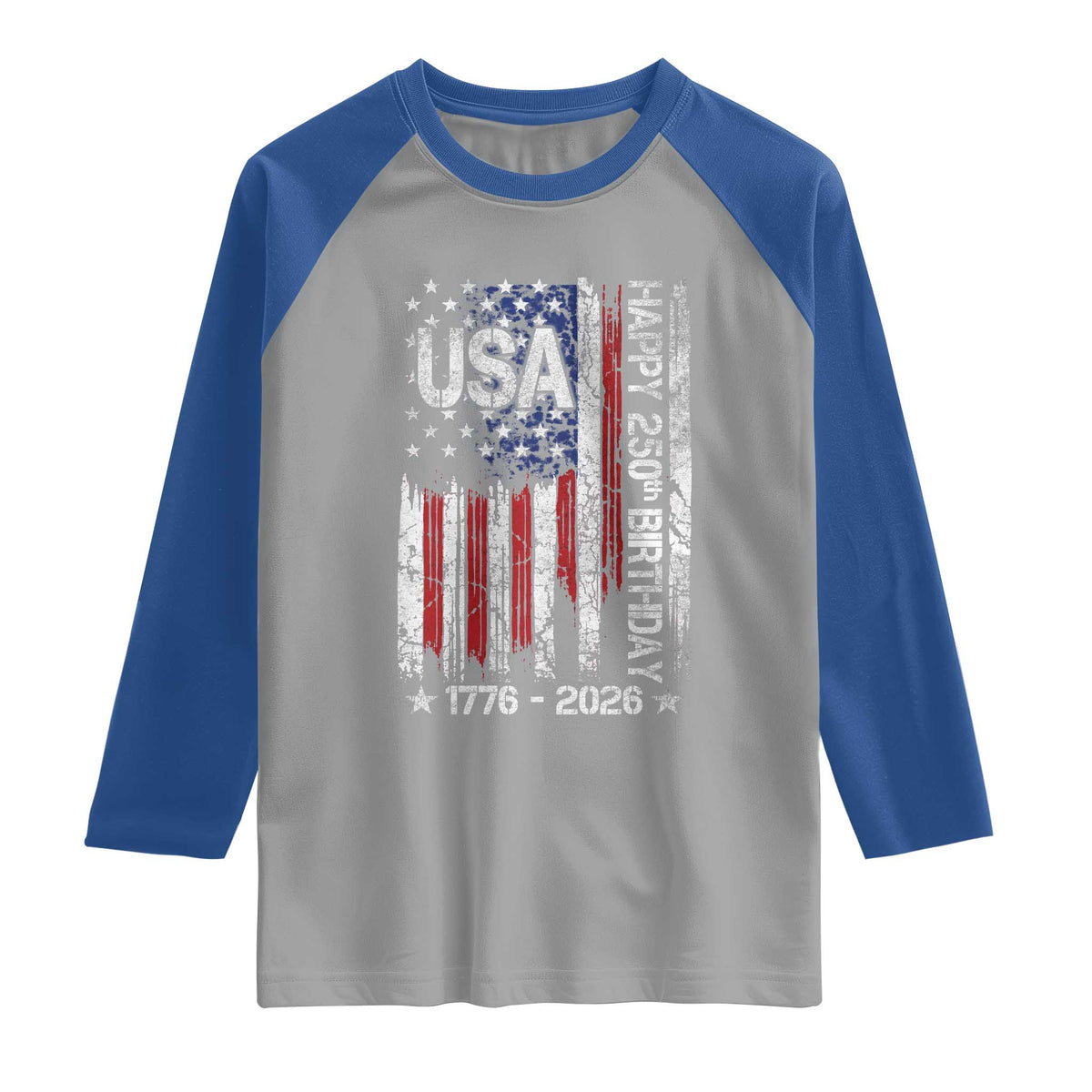250 Years America Anniversary Flag Raglan Shirt 4th of July Patriotic Independence Day TS10 Sport Gray Royal Print Your Wear