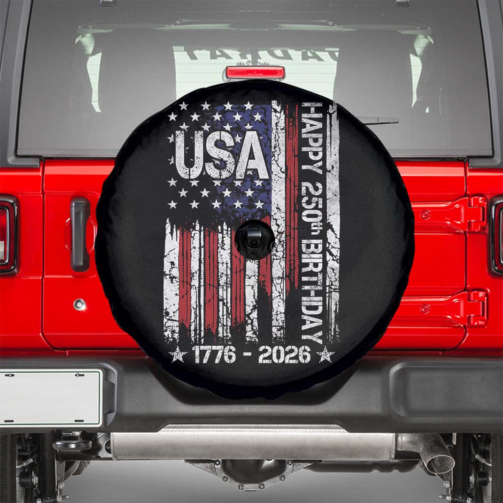 250 Years America Anniversary Flag Spare Tire Cover 4th of July Patriotic Independence Day TS10 Black Print Your Wear