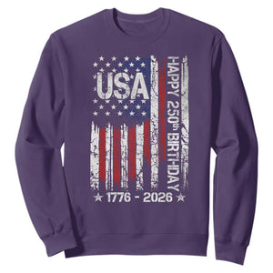 250 Years America Anniversary Flag Sweatshirt 4th of July Patriotic Independence Day TS10 Purple Print Your Wear