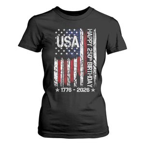 250 Years America Anniversary Flag T Shirt For Women 4th of July Patriotic Independence Day TS10 Black Print Your Wear
