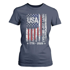 250 Years America Anniversary Flag T Shirt For Women 4th of July Patriotic Independence Day TS10 Navy Print Your Wear