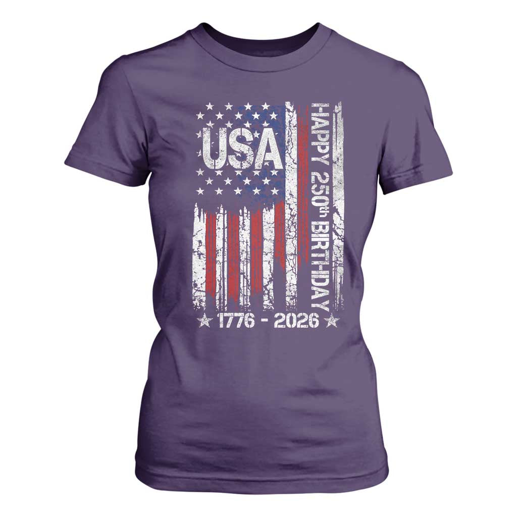 250 Years America Anniversary Flag T Shirt For Women 4th of July Patriotic Independence Day TS10 Purple Print Your Wear